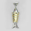 925 Sterling Silver Yellow Gold Pendant Jewelry Fish Design Size 34 x 10.4 Mm.