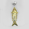 2.85 G. Carp Design Real 925 Sterling Silver And Yellow Gold Jewelry Pendant