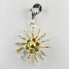 925 Sterling Silver Jewelry Pendant 1.41 G. Flower Design Three Color
