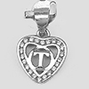 925 Sterling Silver Pendant Jewelry Initial Alphabet T in Heart 1 Pc/$3.99