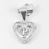 925 Sterling Silver Jewelry Pendant Initial Alphabet P in Heart 1 Pc/$3.99