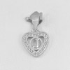 0.89G.Real 925 Sterling Silver Pendant Initial Alphabet J in Heart with White Cz