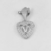 Real 925 Sterling Silver Initial Alphabet V in Heart Pendant Round White CZ