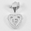 Real 925 Sterling Silver Jewelry Initial Alphabet F in Heart with Cz Pendant