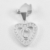 Real 925 Sterling Silver Jewelry Pendant Initial Alphabet C in Heart with Cz