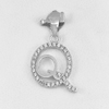 925 Sterling Silver Pendant Initial Alphabet Double Q with White CZ 1 Pc/$4.99