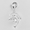 925 Sterling Silver Dolphin Pendant 1.95 Grams with Round White CZ 9 Mm.