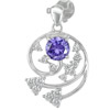 Round Purple Color CZ Real 925 Sterling Silver Jewelry Pendant 2.98 G. Thailand