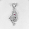 925 Sterling Silver Jewelry Pendant with CZ 1.82 G. Dolphin play Hoop Design