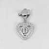 925 Sterling Silver Jewelry Initial Alphabet D in Heart Pendant 0.93 G.