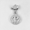 0.98 G. Real 925 Sterling Silver Jewelry Initial Alphabet P in Circle Pendant
