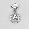 925 Sterling Silver Pendant Jewelry with CZ Initial Alphabet A in Circle 1.01 G.