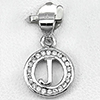 925 Sterling Silver Jewelry Pendant with CZ Initial Alphabet J in Circle Design