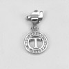 925 Sterling Silver Pendant Jewelry White CZ Alphabet T 0.96 Grams Thailand