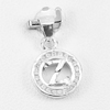 Initial Alphabet Z in Circle Jewelry 925 Sterling Silver Pendant