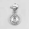925 Sterling Silver Pendant Jewelry Initial Alphabet Q in Circle with CZ 1.09 G.