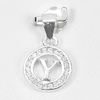 0.89 G. Initial Alphabet Y in Circle with CZ Real 925 Sterling Silver Pendant