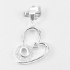 925 Sterling Silver Jewelry Initial Alphabet O in Heart Pendant with Cz 1.17 G.