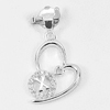925 Sterling Silver Pendant Jewelry with CZ Initial Alphabet X in Heart 1.10 G.