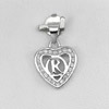 Jewelry Real 925 Sterling Silver Initial Alphabet R in Heart Pendant 0.92 G.