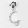 925 Sterling Silver Pendant Jewelry 0.70 Grams Round CZ Alphabet G Design