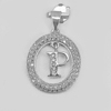 925 Sterling Silver Pendant Jewelry Letter P in Oval Halo Design with White CZ