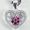 925 Sterling Silver Heart Pendant Jewelry with Round CZ White Pink 1.50 G.