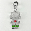 Red Green Enamel Round White CZ 925 Sterling Silver Jewelry Pendant