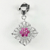 Lovely Flower Design Red White CZ 925 Sterling Silver Jewelry Pendant