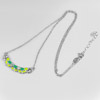 2.80 G. New Fashion Green Enamel 925 Sterling Silver Necklace Length 16 Inch.