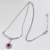 Round Red CZ 925 Sterling Silver Fine Jewelry Necklace Length 17 Inch. 3.10 G.