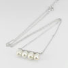 925 Sterling Silver Necklace Jewelry with Natural Pearl and CZ 16 Inch.
