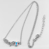 Blue Pink Enamel Design Real 925 Sterling Silver Necklace Length 15 Inch.