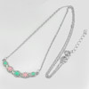 Flower Pink And Green Enamel Design 925 Sterling Silver Necklace Length 14 Inch.