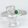 19.03 G. Pear Shape Green CZ Real 925 Sterling Silver Bangle Diameter 58 mm.