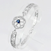 12.87 G. Real 925 Sterling Silver Fashion Jewelry Bangle Round Blue CZ