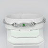 7.77 G. Real 925 Sterling Silver White Gold Plated Bangle with Green Cz