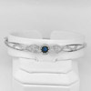 8.91 G. Blue Round CZ Real 925 Sterling Silver Jewelry Bangle Diameter 61 mm.