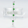 Round Green CZ Real 925 Sterling Silver Jewelry Bangle Diameter 58 mm.