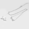 925 Sterling Silver Earrings and Necklace Jewelry Set with White CZ 17 Inch.
