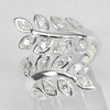 925 Sterling Silver Ring Size 7 Olive Leaf Design with White CZ 4.73 G.