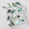 Multi Color Shell 925 Sterling Silver Olive Leaf Design Jewelry Ring Size 7