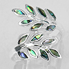 Real 925 Sterling Silver Ring with Multi Color Shell Olive Leaf Design Size 7.5