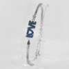 3.88 G. Initial Alphabet LOVE CZ Blue Real 925 Silver Sterling Bracelet 7 Inch.