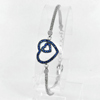 4.22 G . Good CZ Blue Hearts Design Jewelry 925 Silver Sterling Bracelet 7 Inch.