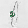 925 Sterling Silver Bracelet Jewelry with Round Green CZ Heart Design 7 Inch.