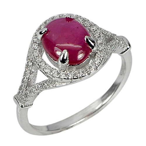 3.14 G. Natural Gemstone Ruby Real 925 Sterling Silver Jewelry Ring Size 7
