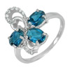 4.46 G. Natural London Blue Topaz with CZ Real 925 Sterling Silver Ring Size 9