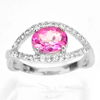 2.49 G. Natural Gems Oval Shape Pink Topaz Real 925 Sterling Silver Ring Size 7