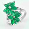 Natural Green Aventurine Real 925 Sterling Silver White Gold Plated Ring Size 7